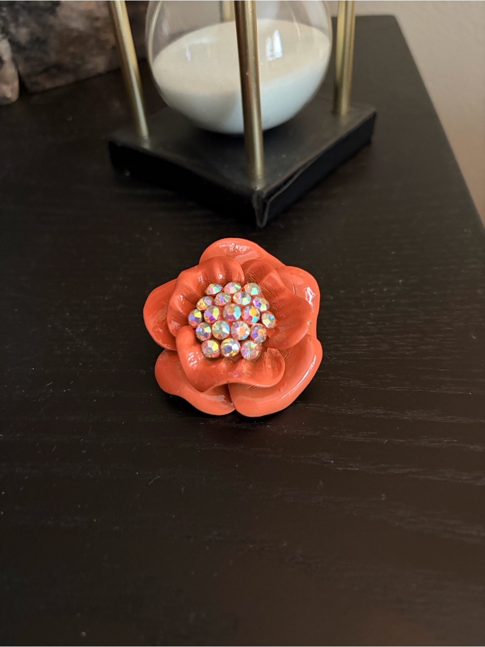 Coral Flower Gem Statement Ring - 1 Size Elastic Band